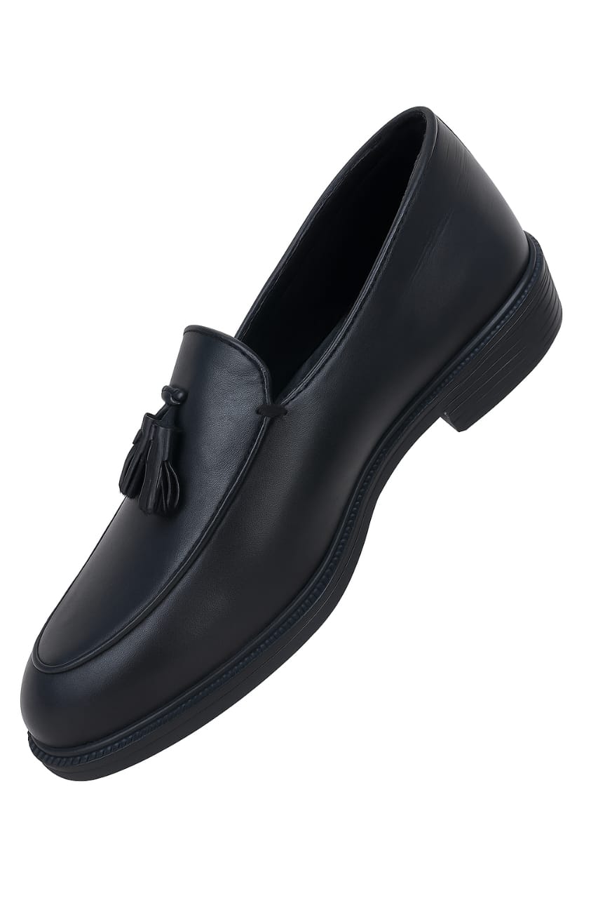 Black Leather Tassel Loafers