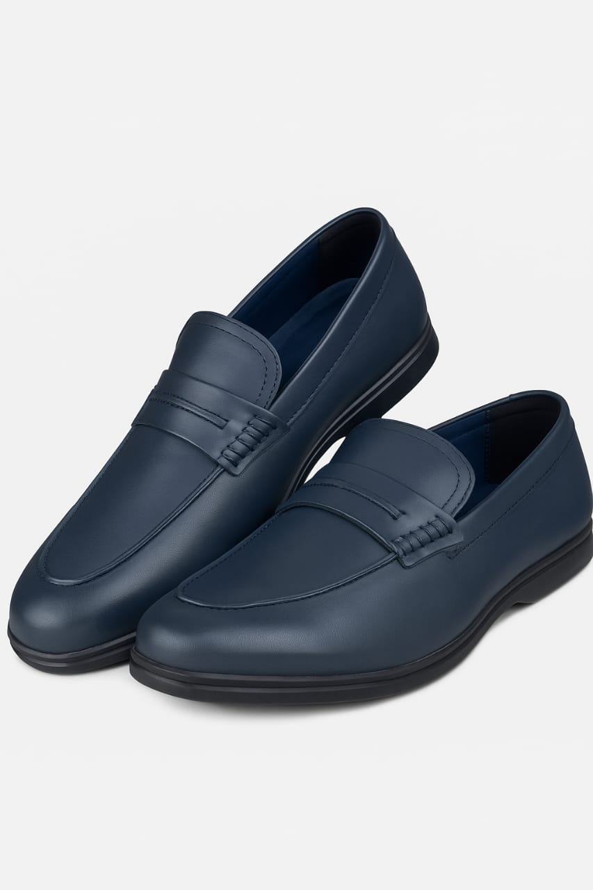 Navy Blue Classic Penny Loafers