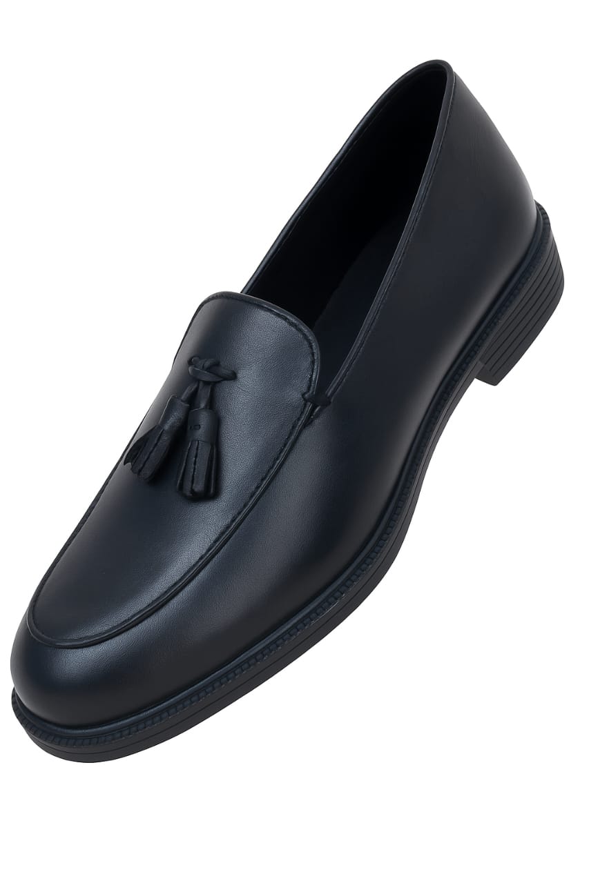 Black Leather Tassel Loafers