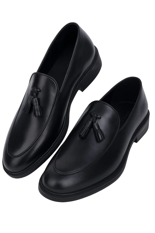 Black Leather Tassel Loafers